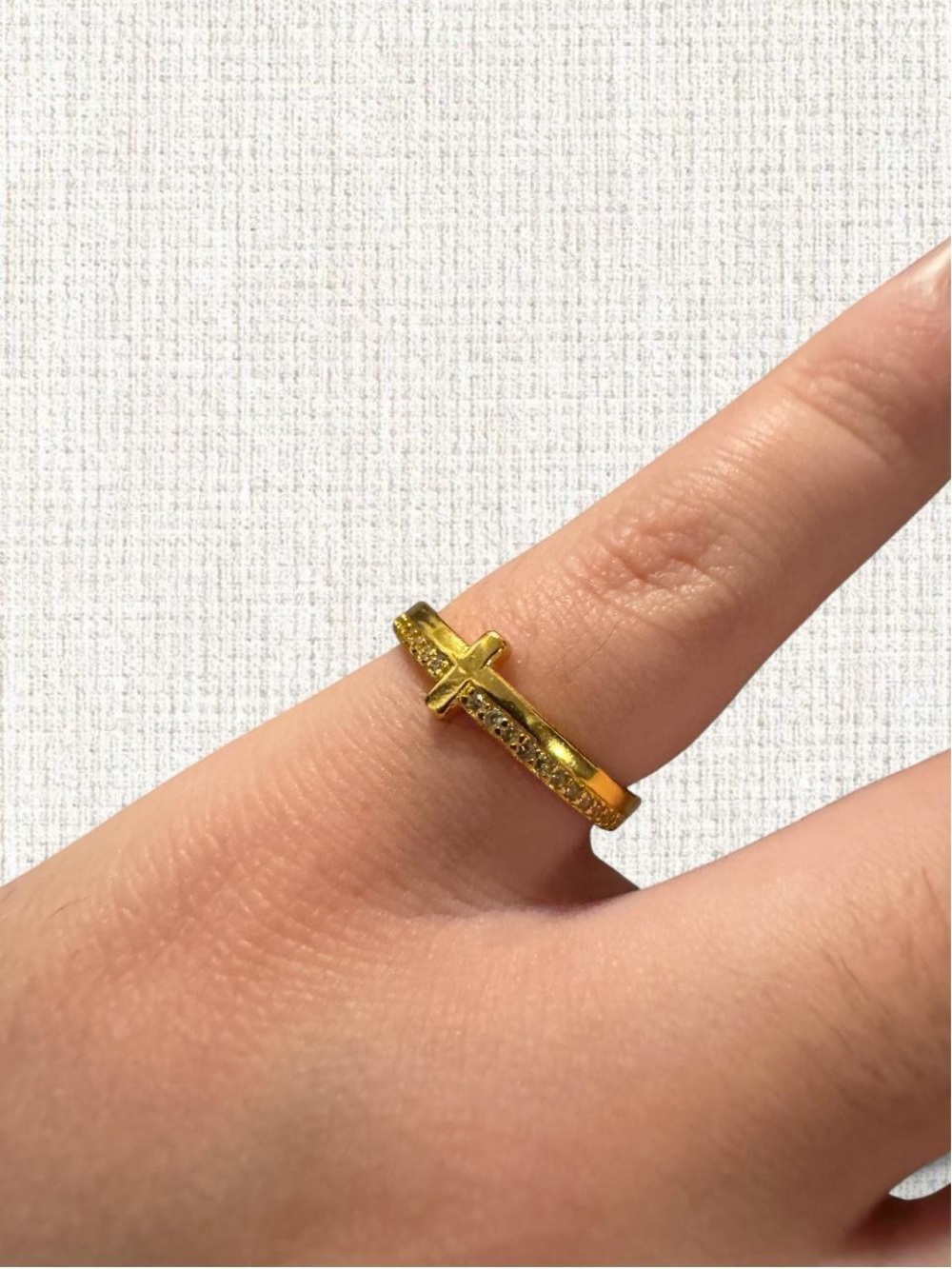 Never Quit Gold Cross Ring Size 6
